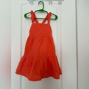 Girls Coral Linen-Blend Sundress